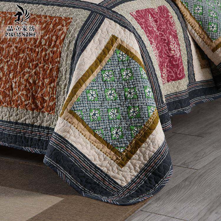 美式乡村真拼接床品套件纯棉水洗手工拼块绗缝被三件套,淘宝优惠券,粉丝福利购,淘宝优惠卷