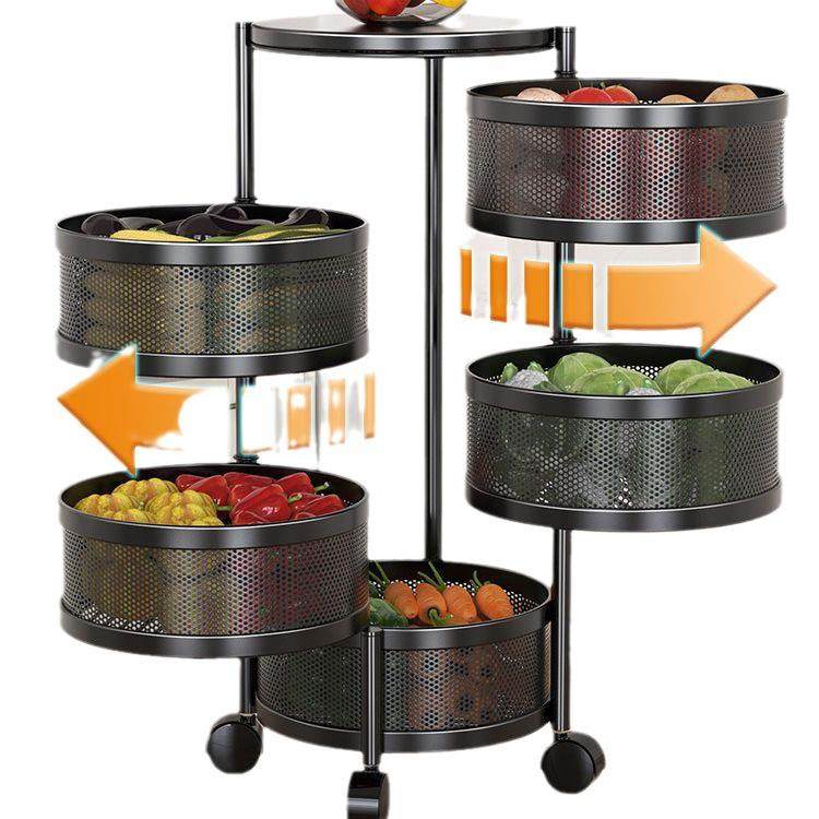 旋转置物架厨房蔬菜落地多层菜篮子圆形放果专用多功能水果收纳架,淘宝优惠券,粉丝福利购,淘宝优惠卷