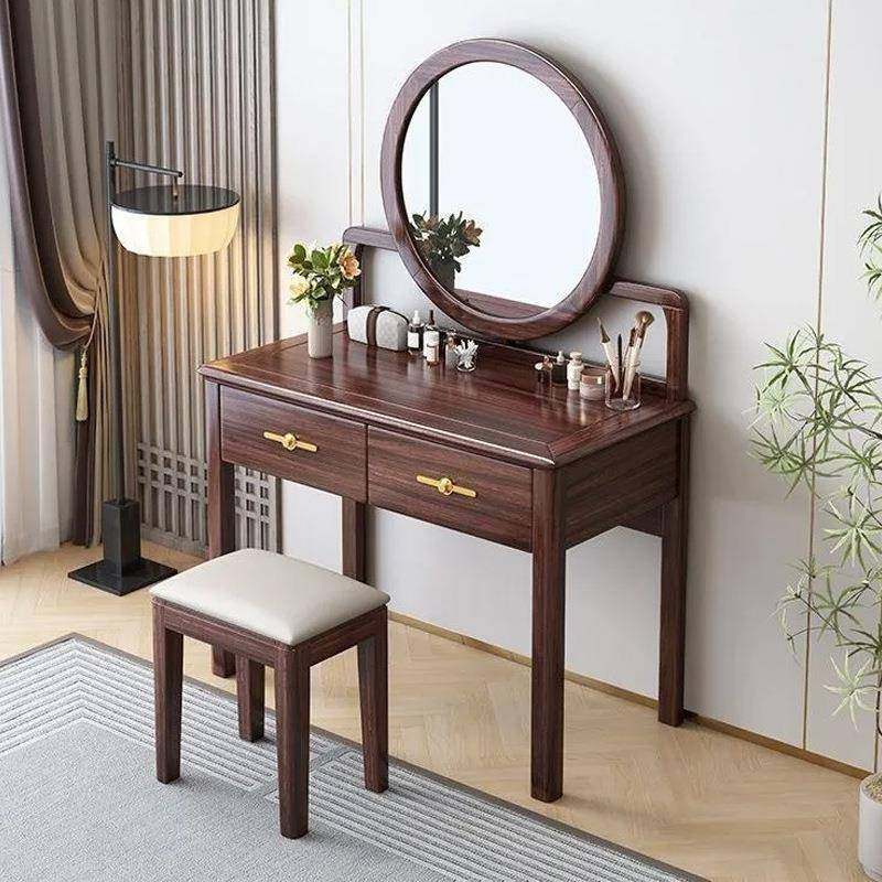 新中式乌金木梳妆台轻奢家用现代简约全实木化妆桌卧室小型化妆台,淘宝优惠券,粉丝福利购,淘宝优惠卷