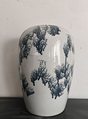 现代简约陶瓷花瓶田园风中式陶罐粗陶复古插花摆件酒店民 宿装饰