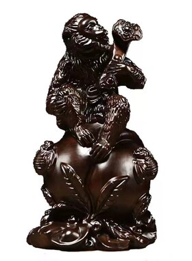 实木雕刻猴子摆件十二生肖猴孙悟空家居装饰摆设新居乔迁工艺品