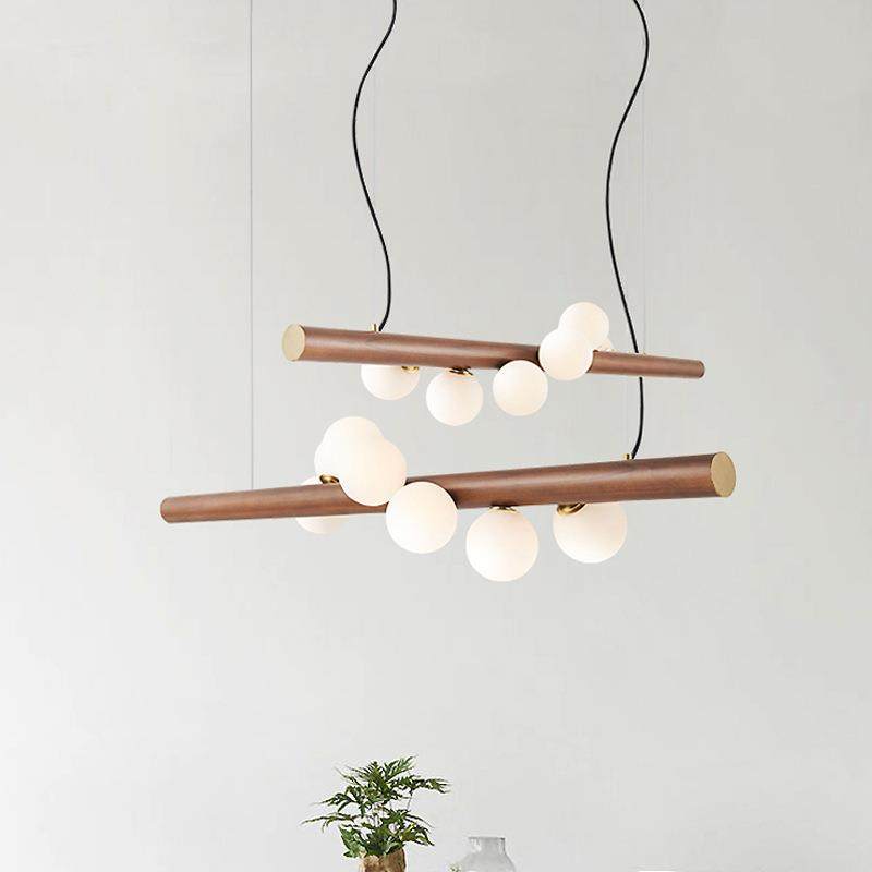 北欧风木纹色吊灯玻璃罩网红餐厅简约现代led创意餐桌吧台灯具,淘宝优惠券,粉丝福利购,淘宝优惠卷