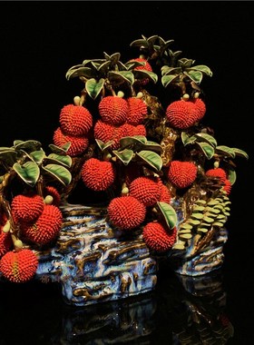 石湾公仔陶瓷满堂红摆件玄关客厅电视柜荔枝装饰品乔迁新居送礼品