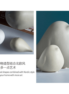 小鸟陶瓷动物摆件创意鸟客厅卧室房间儿童房样板房装饰品三口之家