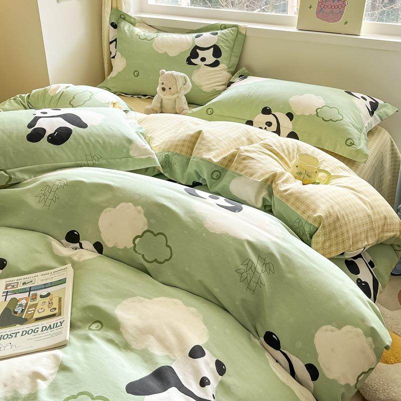 卡通纯棉床上四件套100全棉熊猫床品儿童被套宿舍床单三件套床笠,淘宝优惠券,粉丝福利购,淘宝优惠卷