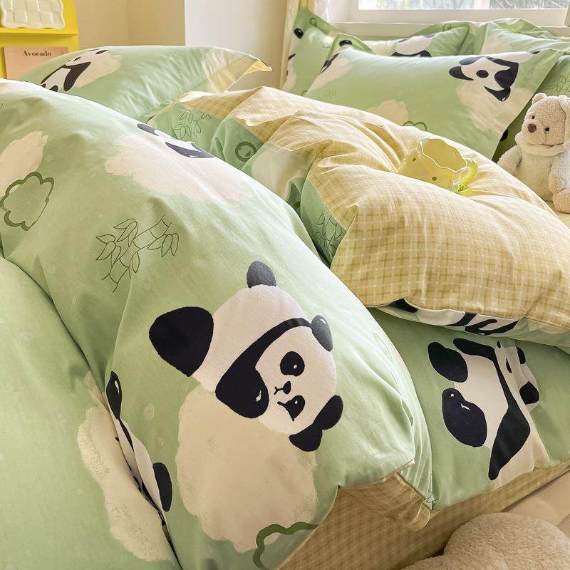 卡通纯棉床上四件套100全棉熊猫床品儿童被套宿舍床单三件套床笠,淘宝优惠券,粉丝福利购,淘宝优惠卷