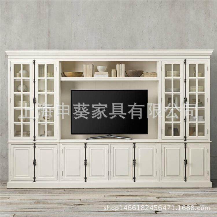 美式乡村大户型电视柜书柜组合柜橡木简约做旧展示柜陈列柜,淘宝优惠券,粉丝福利购,淘宝优惠卷