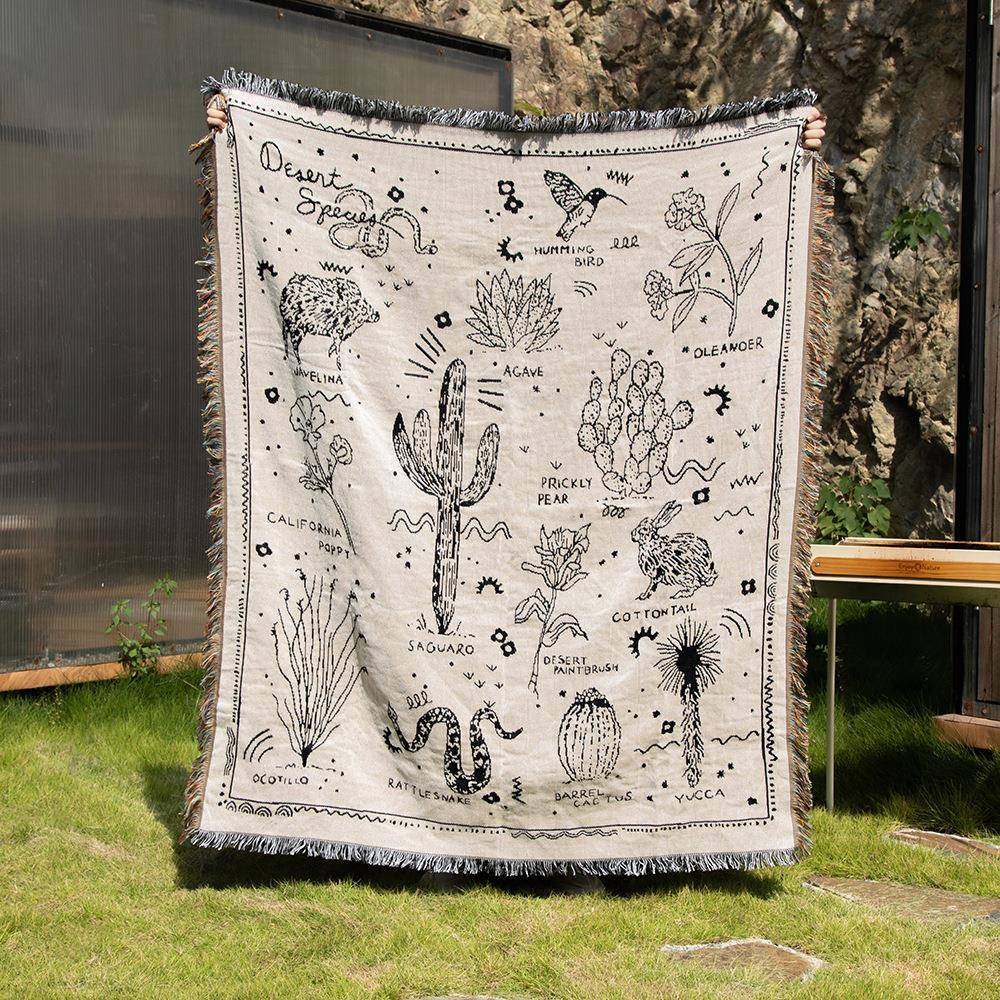 沙漠植物露营毯线毯沙发毯印第安毯子户外露营线毯,淘宝优惠券,粉丝福利购,淘宝优惠卷