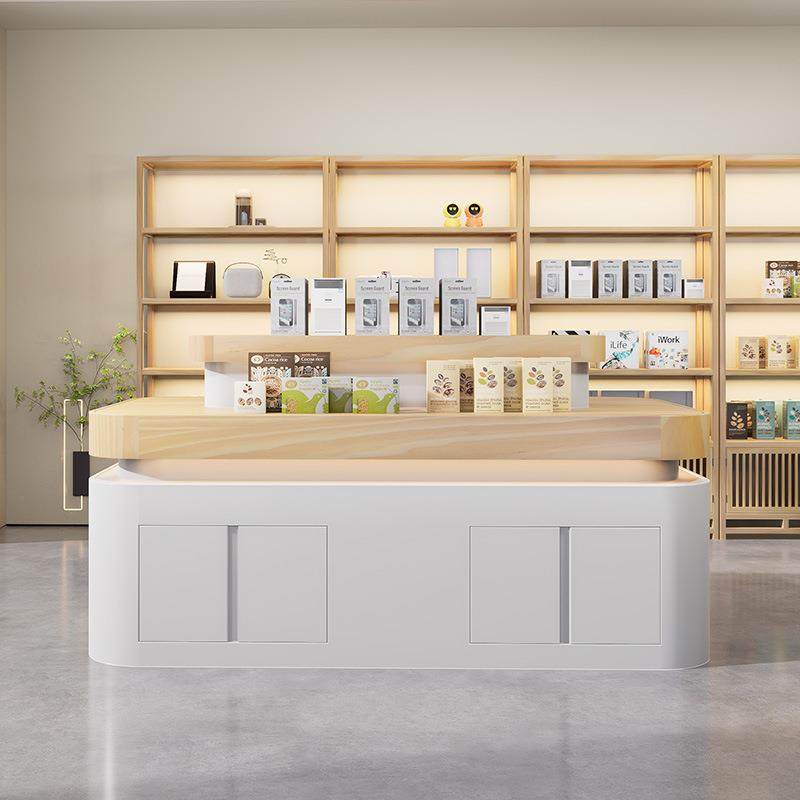 实木中岛柜促销台多功能货架商场梯形广告展示台置物架高端带灯光,淘宝优惠券,粉丝福利购,淘宝优惠卷