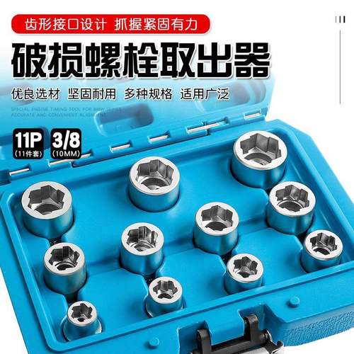 破损滑牙生锈螺丝螺栓螺母取出器断丝防滑套筒反牙套筒头拆除工具 - 图0