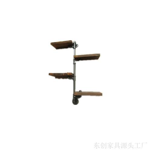 壁挂置物架美式工业做旧墙面装饰铁艺置物架带实木搁板 - 图3