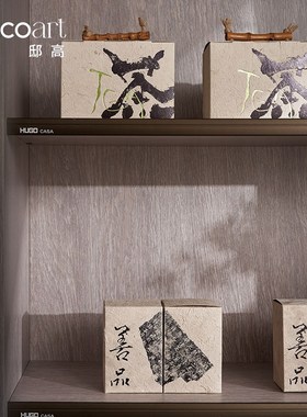 新中式书房书柜装饰品摆件高端大气艺术瑞马工艺品高级感软装布置