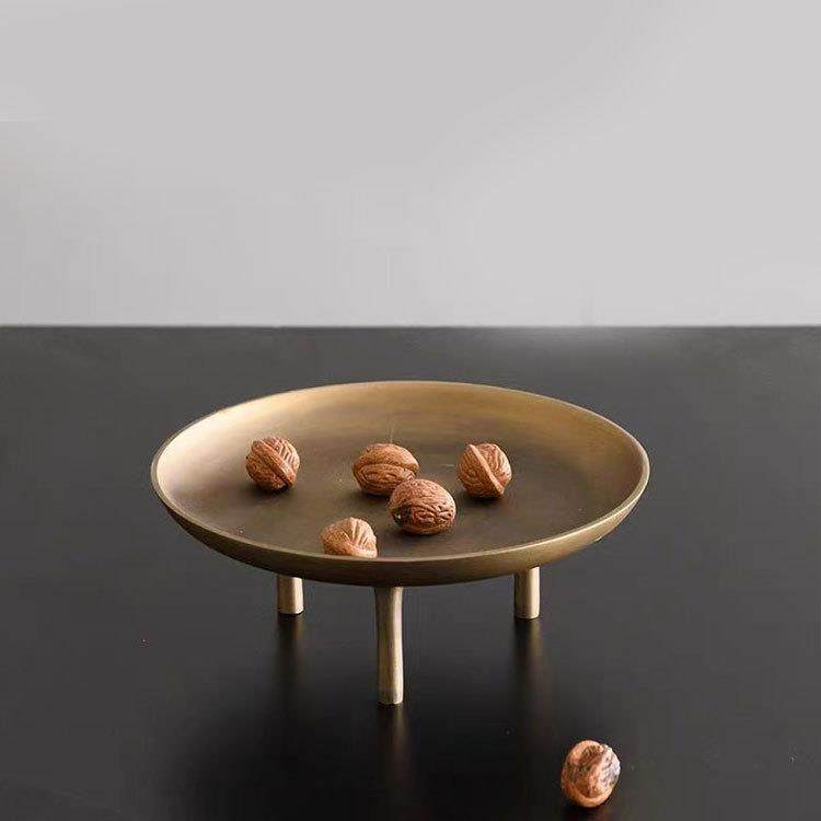 简约现代创意三足金属果盘托盘样板房家居摆件圆形餐桌装饰品摆设,淘宝优惠券,粉丝福利购,淘宝优惠卷