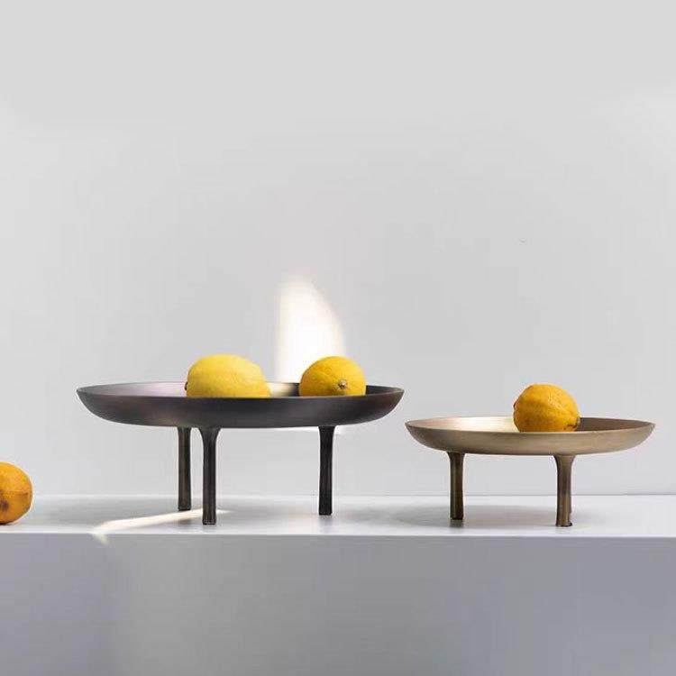 简约现代创意三足金属果盘托盘样板房家居摆件圆形餐桌装饰品摆设,淘宝优惠券,粉丝福利购,淘宝优惠卷