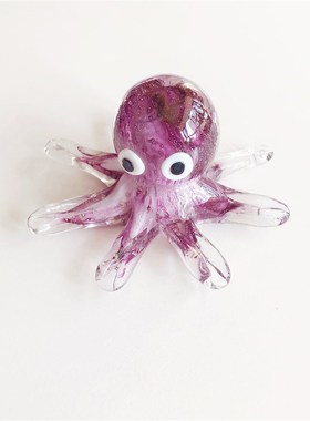 淄博琉璃博山玻璃小章鱼缸内饰造景摆件夜光海洋动物招财生日礼物