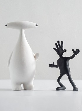 简约抽象卡通动物装饰品样板间新家客厅电视柜酒柜轻奢高级感摆件