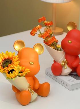 装捧花创小暴力客厅家居饰品乔迁新居桌面玄关摆熊8141-1件意礼品