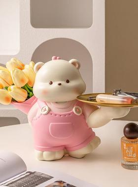 新款捧花插花暴力熊钥匙收盘纳玄关摆件MM9089-3门口入户景场托树