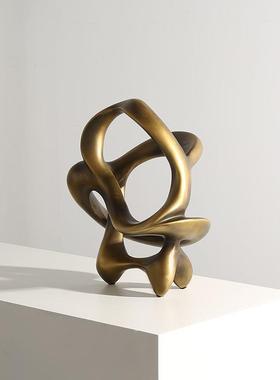 极复古风抽象古铜塑FC-SZ240色飘带小售楼处酒店创意家居桌面艺术