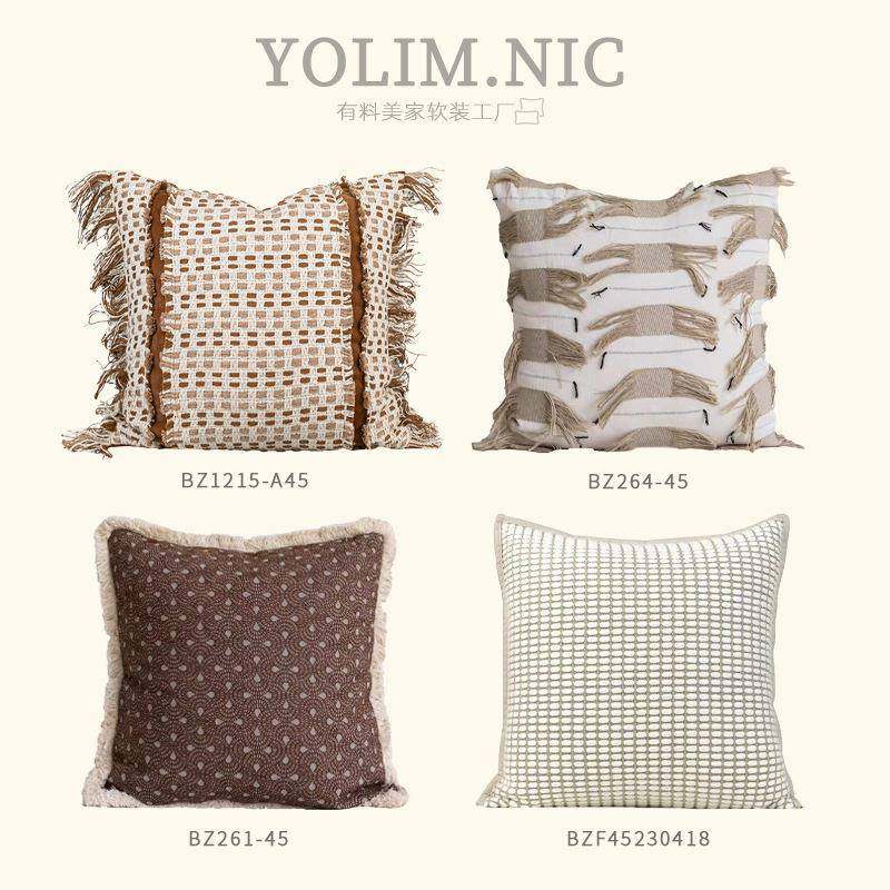 ins风客软厅沙发抱枕02流3新暗香疏影款杏2色苏靠枕床上靠垫焦糖,淘宝优惠券,粉丝福利购,淘宝优惠卷