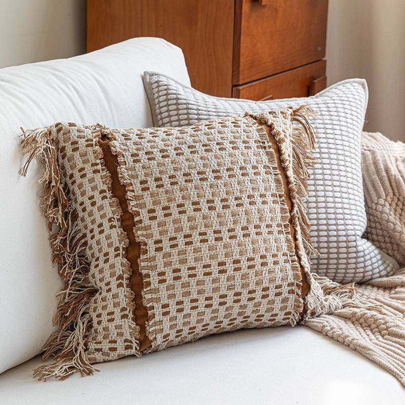 ins风客软厅沙发抱枕02流3新暗香疏影款杏2色苏靠枕床上靠垫焦糖,淘宝优惠券,粉丝福利购,淘宝优惠卷