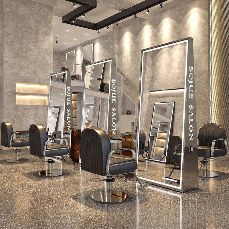 网红理发店镜台单双面落地镜美发店镜子带灯不锈钢剪发镜发廊专用,淘宝优惠券,粉丝福利购,淘宝优惠卷