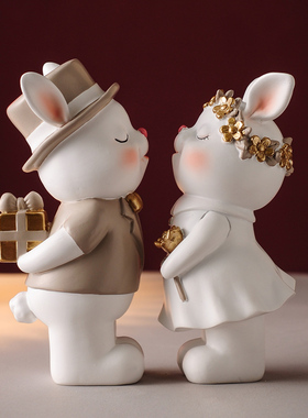 兔子情侣婚房摆件客厅家居装饰品布置卧室结婚礼物送闺蜜新人礼品