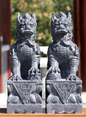 石麟雕青麒雌雄一对兽神招财石纳福门口摆件石头天65r/BCIQ然原石