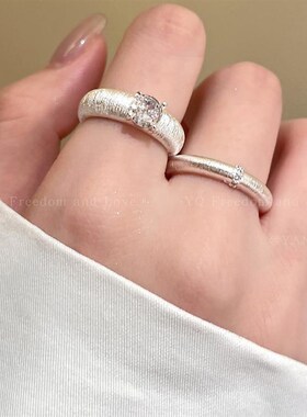 2024新款中式千金富贵风拉丝开口戒指女生小众高级感轻奢情侣指环