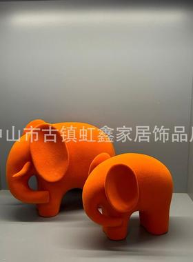 简约现LGS代大象摆件件一对办公室装饰客厅酒品品柜摆家居饰工艺