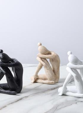 现无代北欧诧寂风树脂埋头膝人书物书档靠雕塑摆件抱家居样间板饰