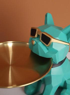 轻奢北欧法斗犬BYX8293意进柜门玄关托鞋钥匙收纳盘摆件客厅家居