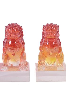 新中式透明树A0309脂房狮桌子摆件样板间书房茶桌面室茶软装饰品