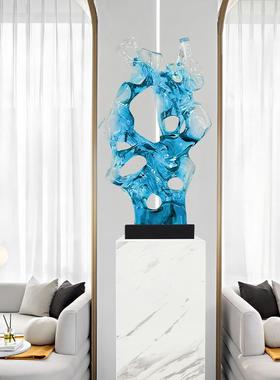 太湖雕塑售楼处酒大堂装置艺术透明树品脂摆件大46564型石落店地