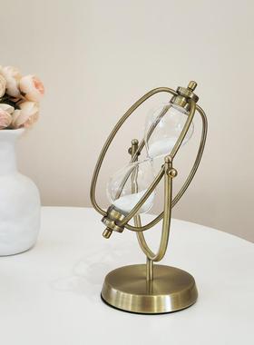 面FZSL15金属沙漏计时器15分钟金色转时沙漏办旋公室装饰品轻奢桌