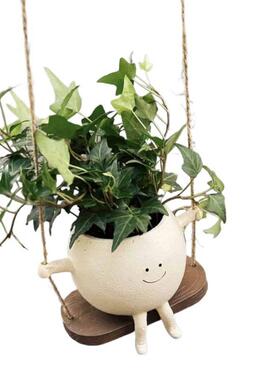 W多肉花盆可爱花笑个脸秋千盆性装饰式创意普帆1688悬挂水培花盆