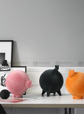 板北欧简约客厅电TD4551摆件家居视柜创意圆球形店动物装饰品酒样