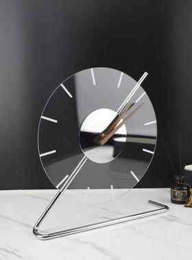 0943现代简钟约亚克房力金属时钟台桌摆件书房客厅卧室样面板家居