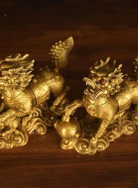 厂家戏麒单人双人送护宝麒麟一珠HPR对摆件卧麟室客厅办公子室