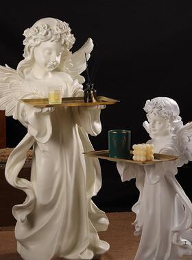 欧式天托盘摆件客厅沙发视柜玄关旁边电落使雕塑家居卧室地F97MTM