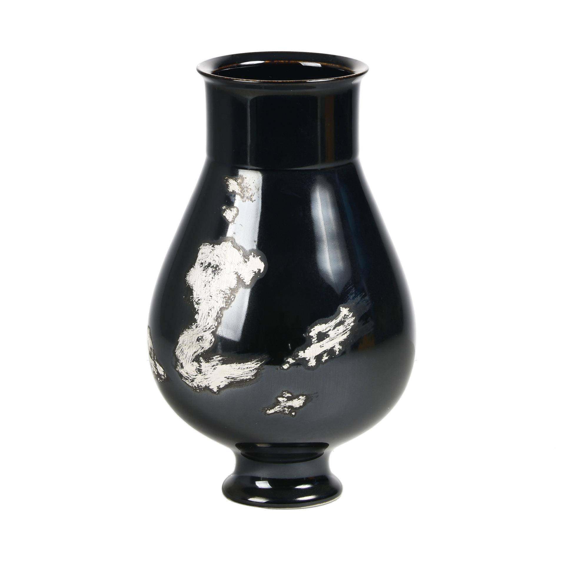 新中式样黑板房手工陶瓷摆件茶饰所室禅意装DCQ高档会茶台金花瓶,淘宝优惠券,粉丝福利购,淘宝优惠卷