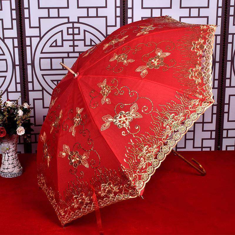 结婚红色雨伞杆直半YS-20213动婚庆伞中式复古龙遮阳新娘伞凤呈自,淘宝优惠券,粉丝福利购,淘宝优惠卷