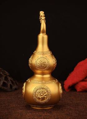 纳福工葫芦摆件黄铜开口四神兽LS-B442-葫芦家铜居公室装饰办艺礼