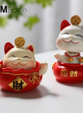 招财猫摆件可爱创意装饰品家居电视柜办公室书桌面小摆设生日礼物