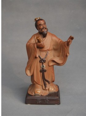 中国思想家孟子庄子墨子人物陶瓷摆件造景装饰品家居书桌台工艺品