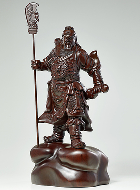 黑檀木雕关公关二爷摆件实木武财神佛像家用供奉神像武圣开业礼品