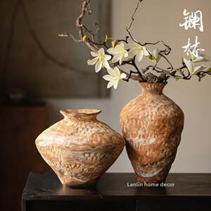 中国风覆古陶瓷花瓶景德镇瓦比萨比格手工陶瓷SMR壶禅宗新花饰雪