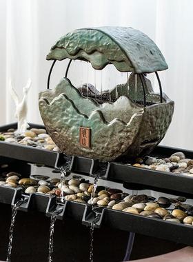 古都简约鱼2020.07.现代客厅庭院槽石鱼池器缸微景观造景流水摆件