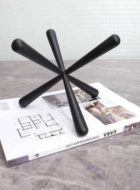 饰现代简约黑色金属六角样板房家售RVS楼部居玄关厅创意软装品客