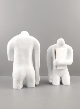 北心欧创1713抽象白色树脂打扉人物雕塑摆件玄关意电视柜家居开装